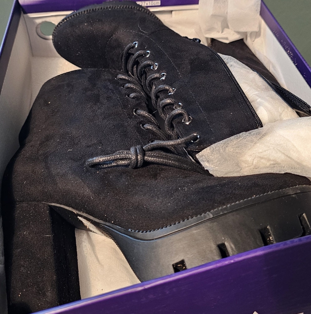 Black Lace-Up Ankle Boots